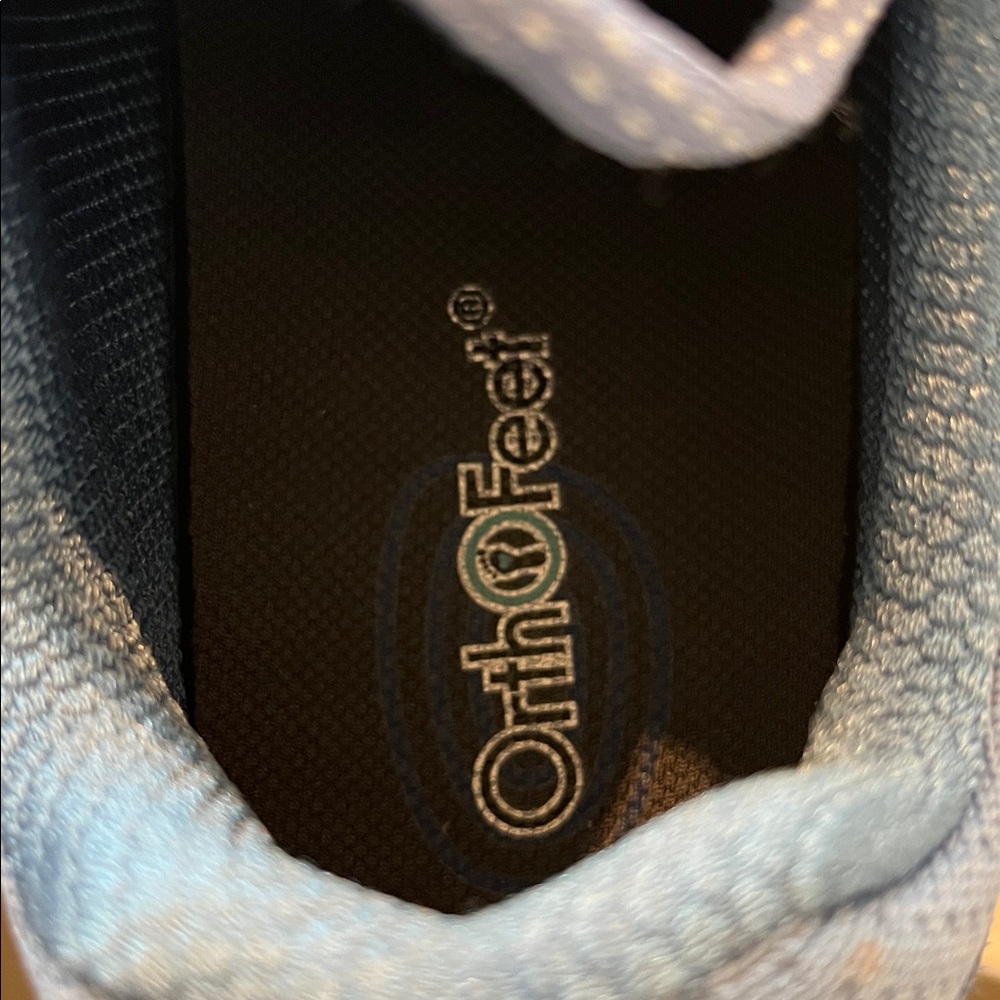 Ortho Feet Ladies Blue Knit Lace-Up Sneakers - Picture 3 of 11